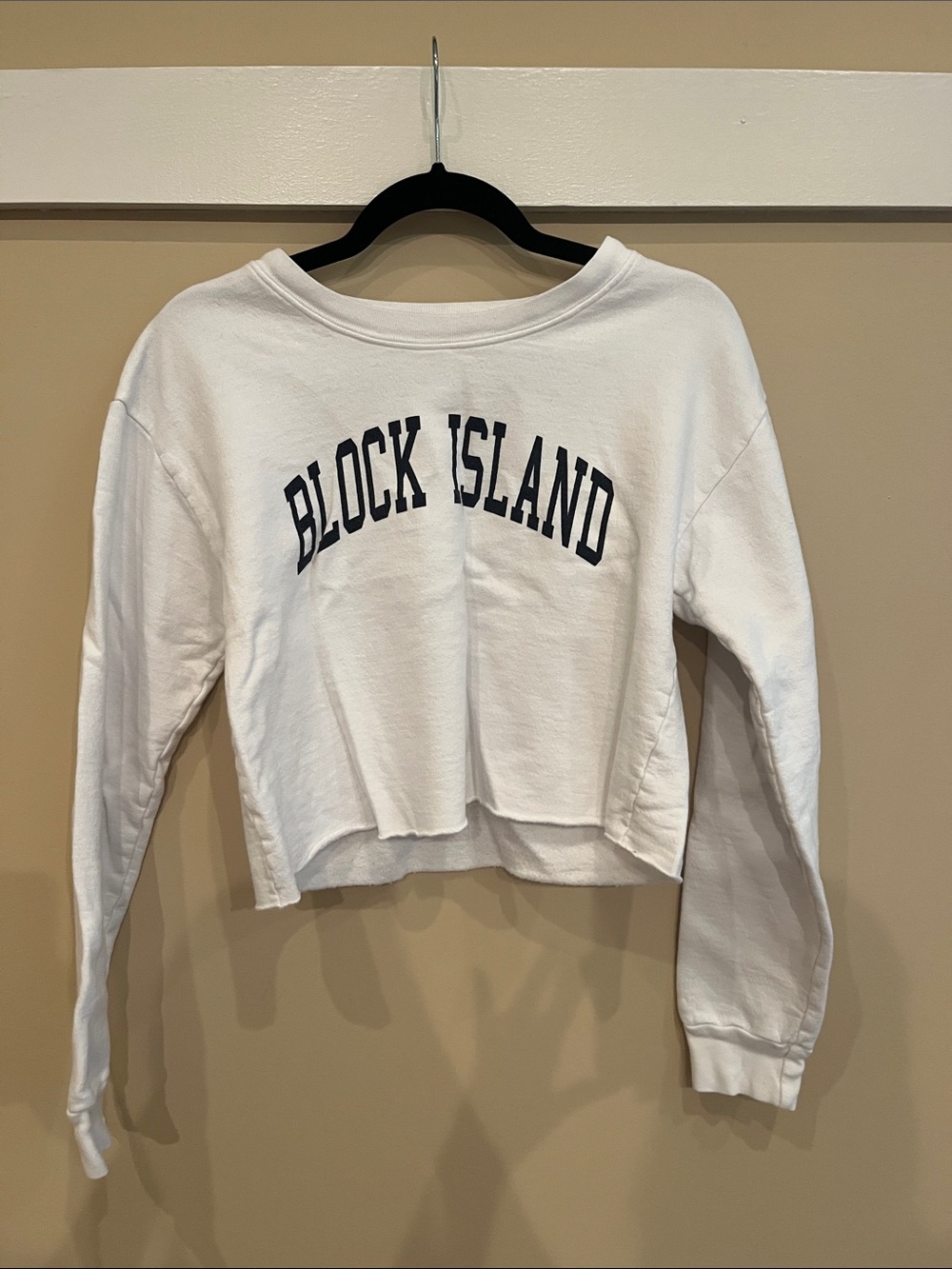 Block Island White Cropped Crewneck Sweatshirt
